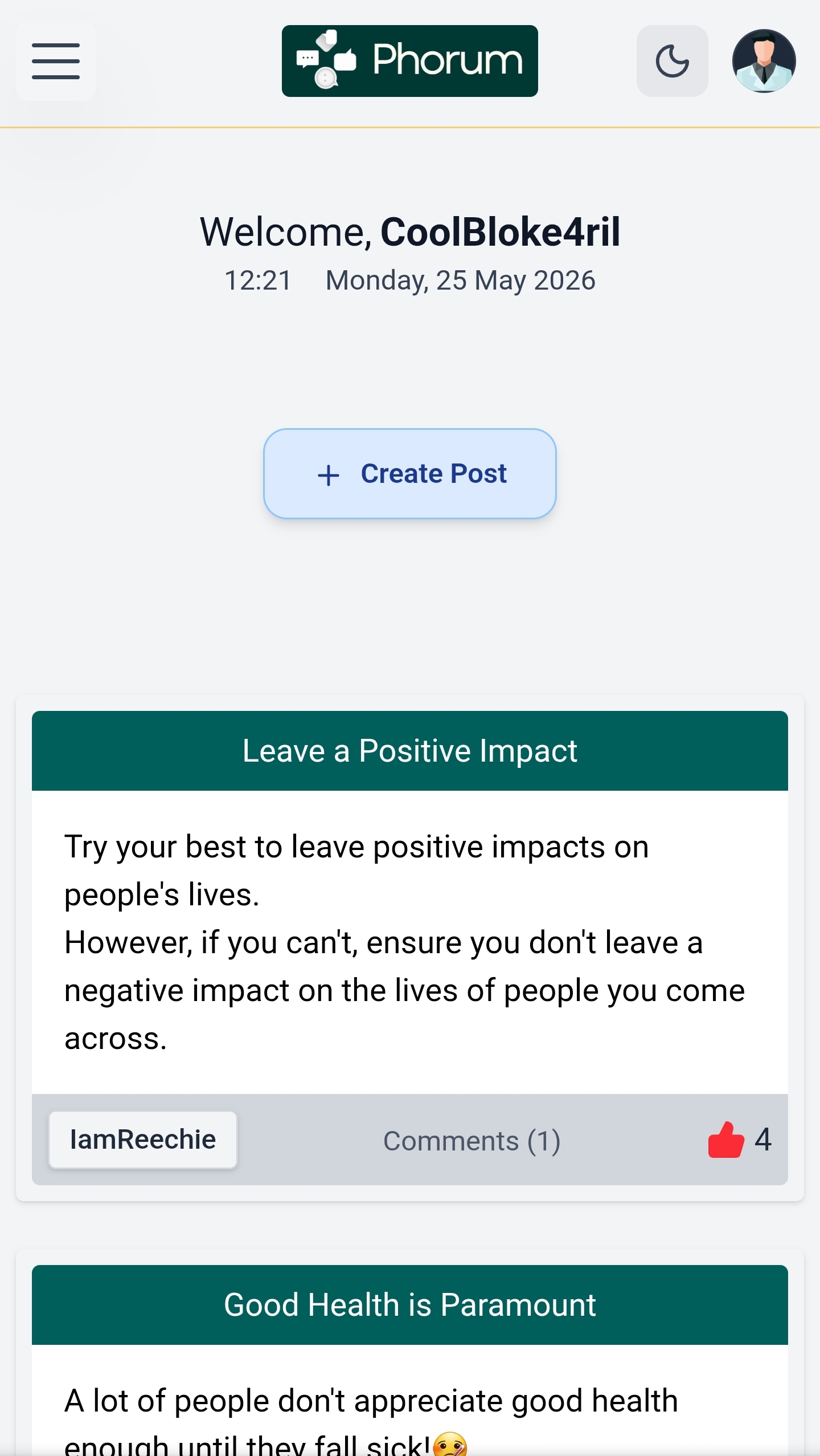 Phorum mobile view